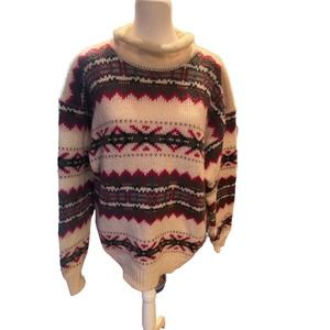 Vintage Woolrich Wool/mohair Women’s Sweater Size Large Cream Red Pattern